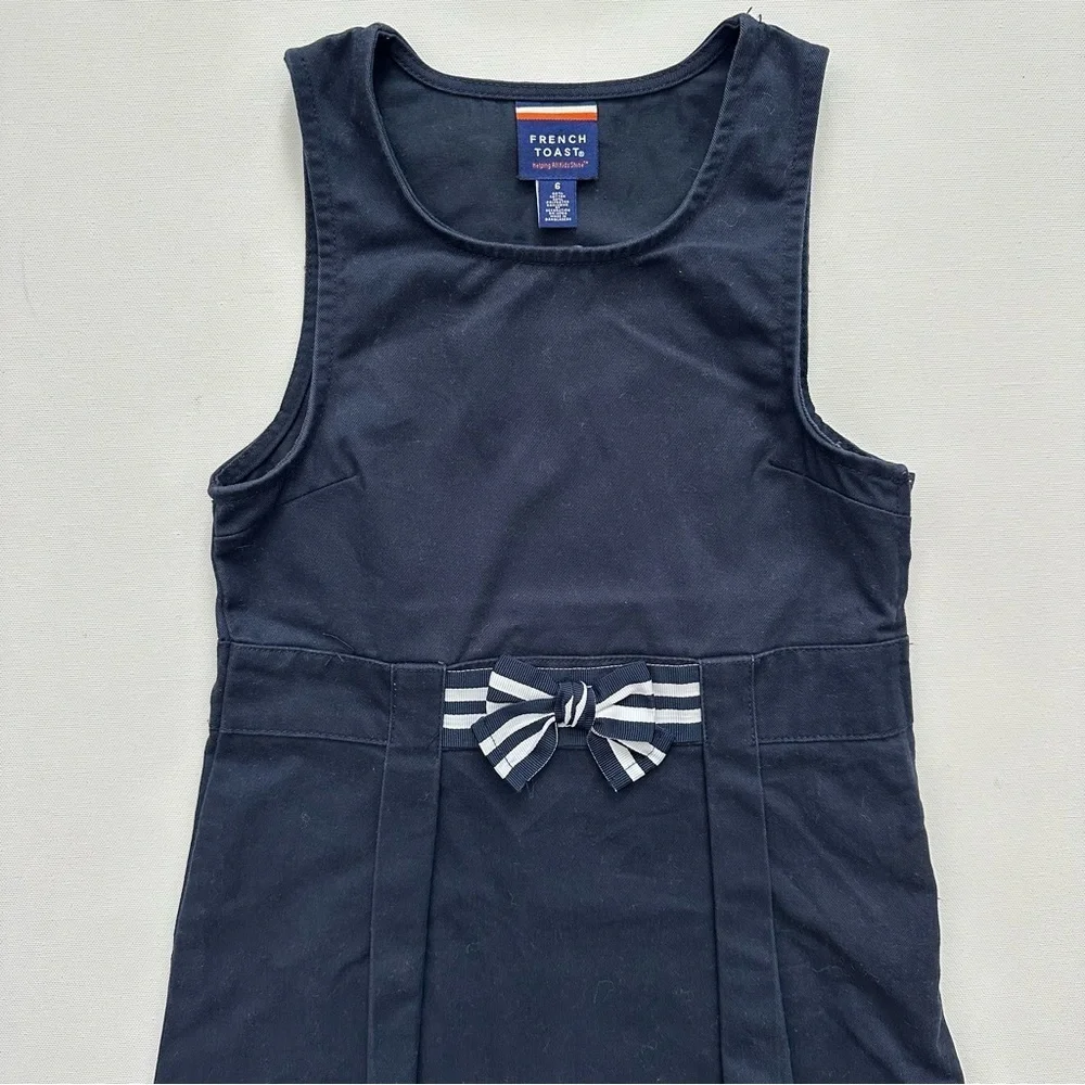 French Toast Navy Uniform Dress with Striped Bow Size 6